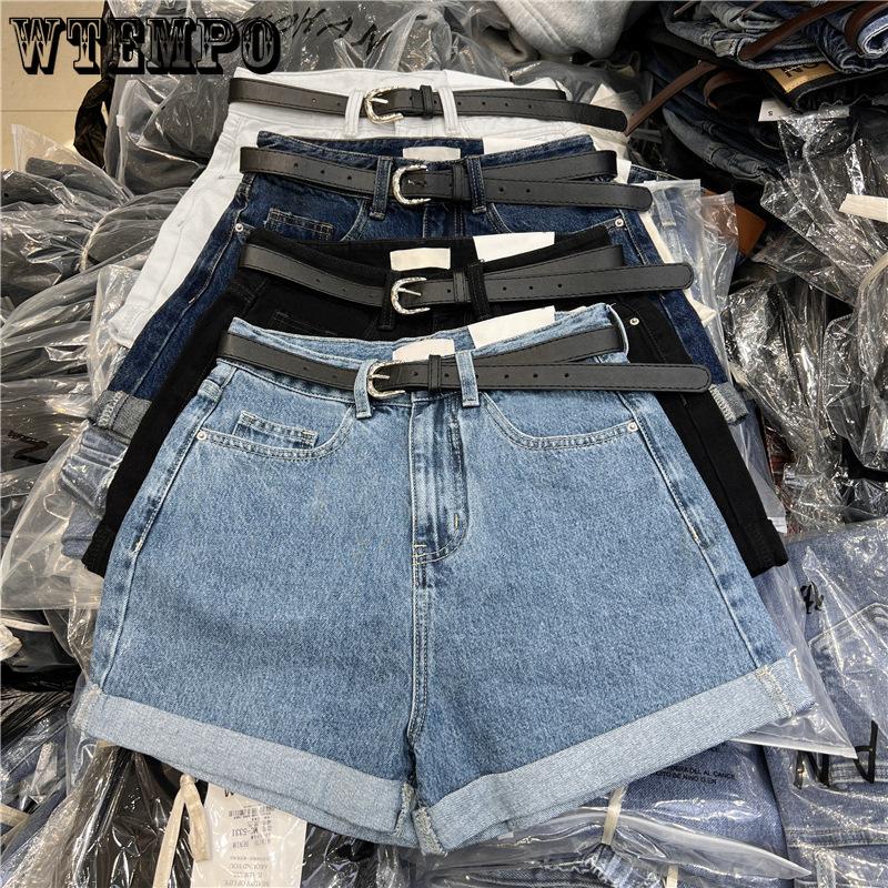 

Women s Denim Shorts Loose Rolled Edges Wide Legs Casual High Waisted Denim Shorts Summer S білий