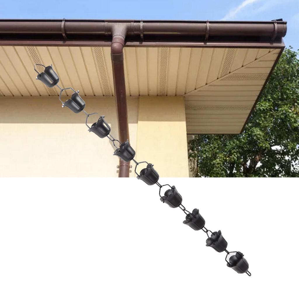 Rain Chain 3.3ft Decorative Rain Catch  Chain for Gutt s Outside Rain Gutt  Downspout Aluminum Alloy Black