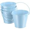 PATIKIL 4.7 Inch Colored Metal Buckets, 4 Pack Pencil Holder Buckets Round Metal Planter Pails Container with Handles for Classroom Crafts, Light