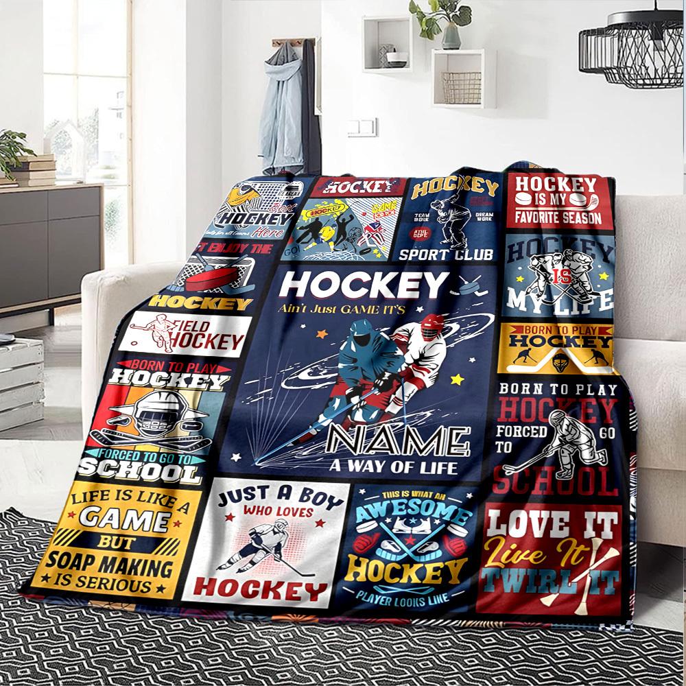 Hockey Quotes And Designs For Sports Enthusiasts Cozy Customize Your Name Soft Warm Cozy Versatile For Sofa Couch Office Bed Picnics For All Occasions