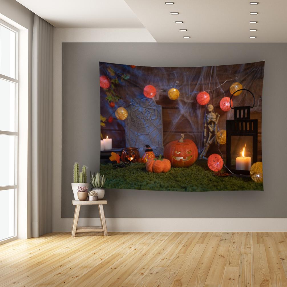 Horror Pumpkin Halloween Series Printed Tapestry Home Living Room Bedroom Wall Decoration Background Fabric Tapestry