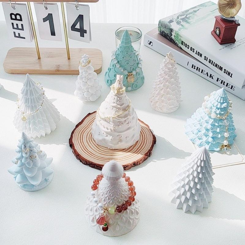Delicate Christmas Tree Silicone Mold DIY Geometric Jewelry Holder Molds Aromatherapy Soap Casting Mould Handmade Gift