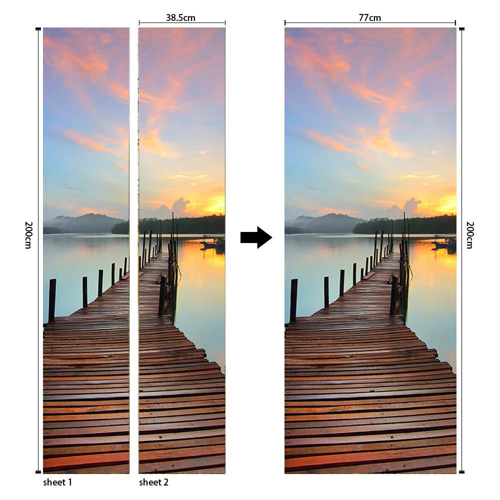 Creative Suspension Bridge Door Decoration Living Room Waterproof Self-Adhesive 3D Door Sticker Refurbished Wall Sticker Home