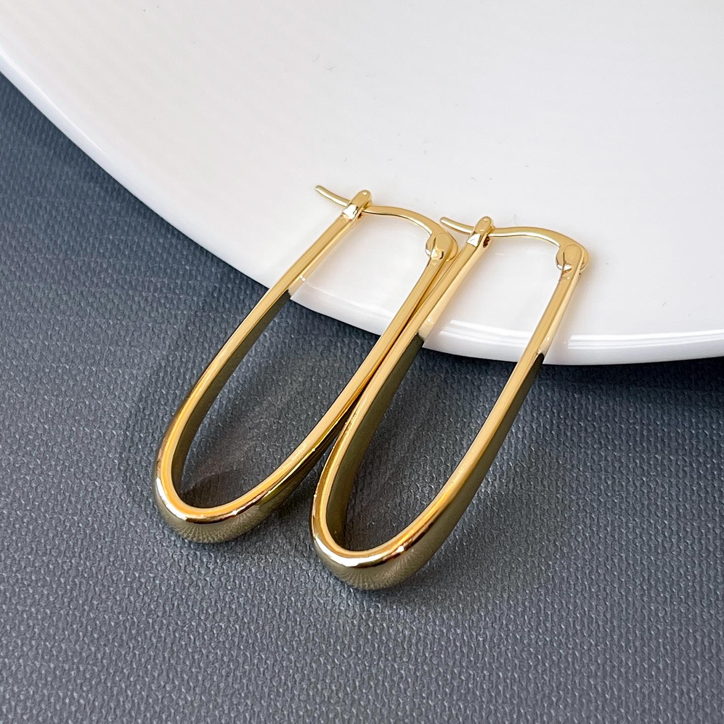 Минималистичные U-образные серьги-кольца с застежкой-гвоздиком Элегантные и универсальные серьги для женщин Дизайн Малой Серии
