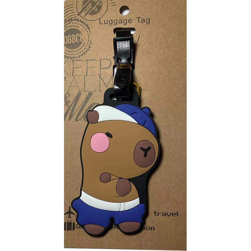 Kawaii Cute Capybara Bagasjemerke Kvinner Reisetilbehør Tegneserie Pvc Bagasjemerke Menn Bærbar Anti-Tap Adresse Navneskilt