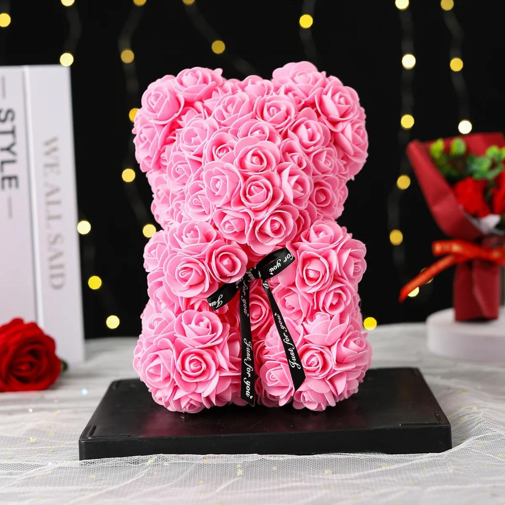 25cm Eternal Rose Bear, Anniversary Gift, Valentine's Day Gift, Embrace Rose Bear, Simulated Rose Bear, Birthday Gift