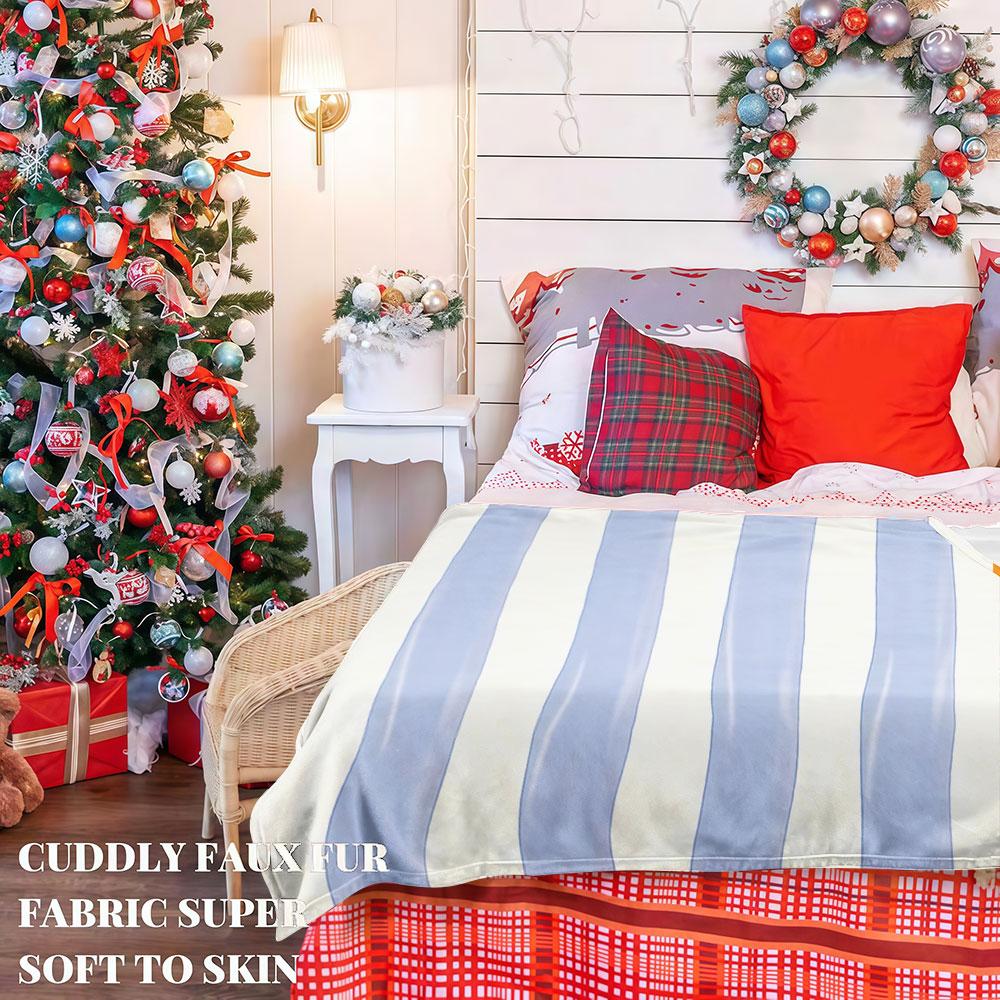Sky Blue Ribbons Winter Summer Flannel Blanket Throw Fleece Soft Fuzzy Plush Cozy Fleece Blankets For Sofa Ideal Gifts