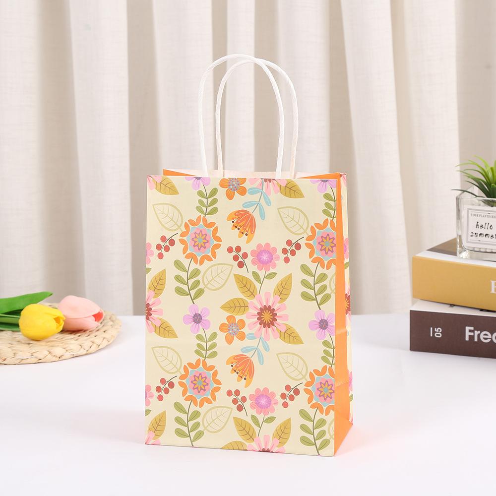 StoBag, Plant Print Kraft Paper Bags, Colorful Flowers Packing Bags Ins, Gifts Candy Snack Souvenirs Decorative Supplies