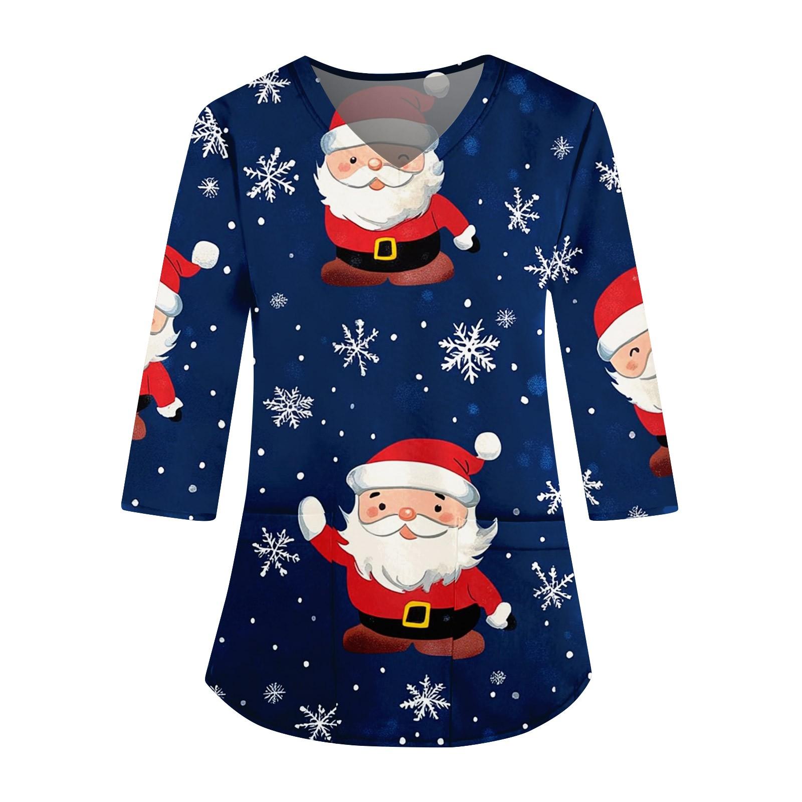 

Женская мода повседневная униформа с рукавом три четверти и рождественским принтом XL