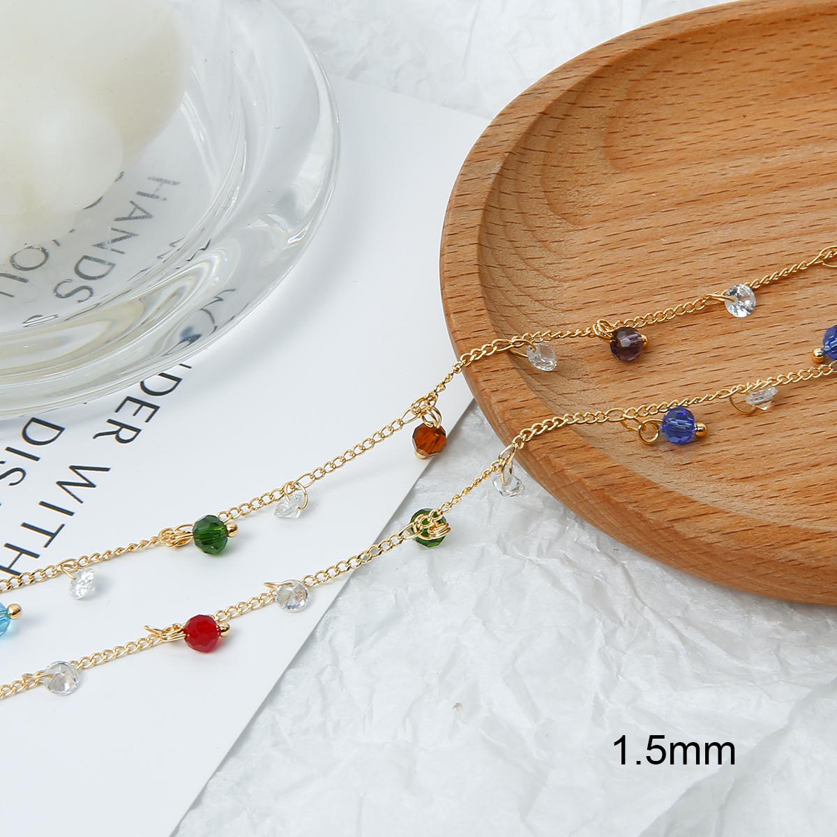 

50 см/пакет, латунная медная цепочка, хрустальные бусины, подвески, цепочка для DIY, ожерелье, браслет, аксессуары для изготовления ювелирных изделий, принадлежности ручной работы 07 1.5mm 0.5meter