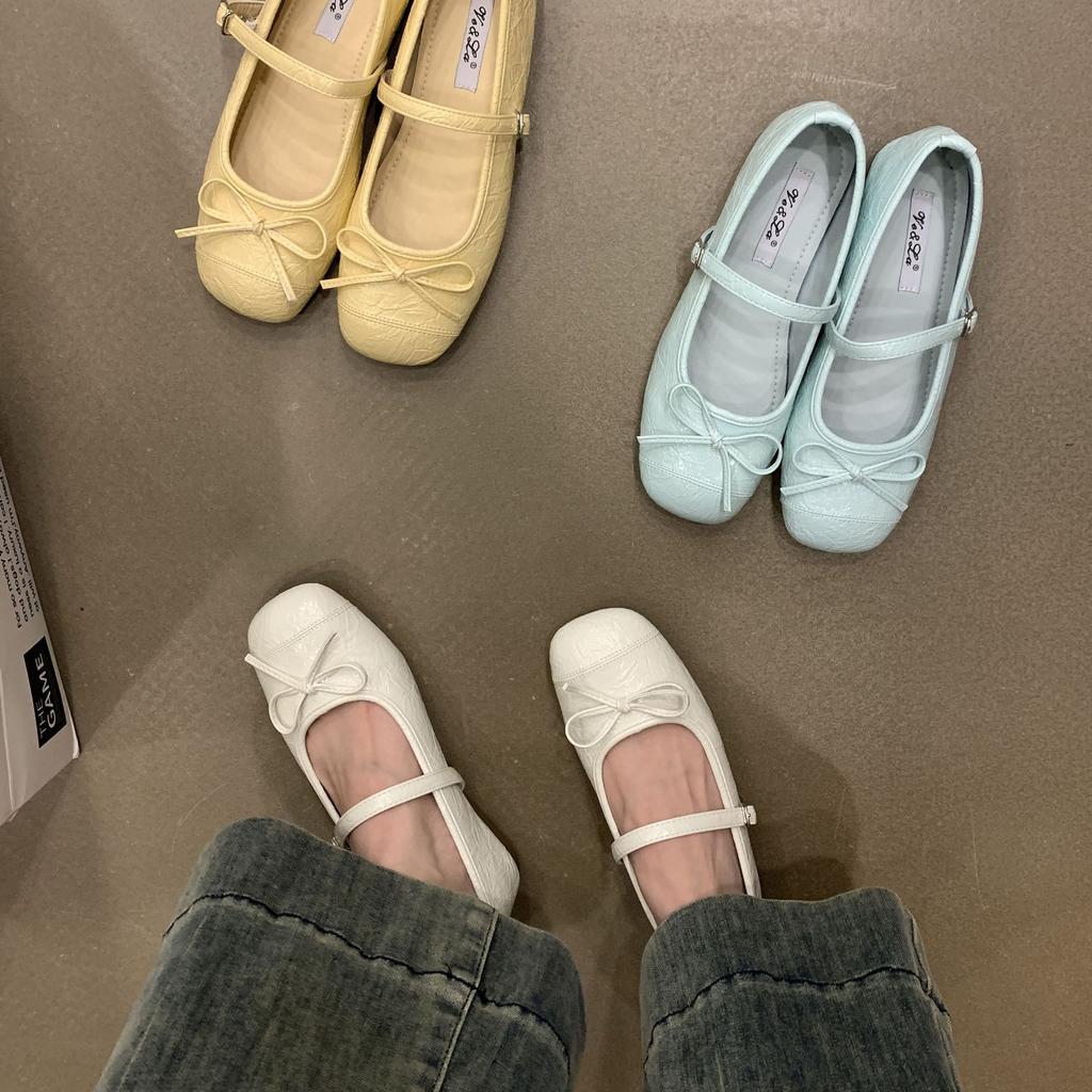 French Bow Mary Jane Shoes Ballet Shoes Flat Shoes Spring Retro Gentle Shallow Mouth Single Shoes Women's Shoes Soft Sole