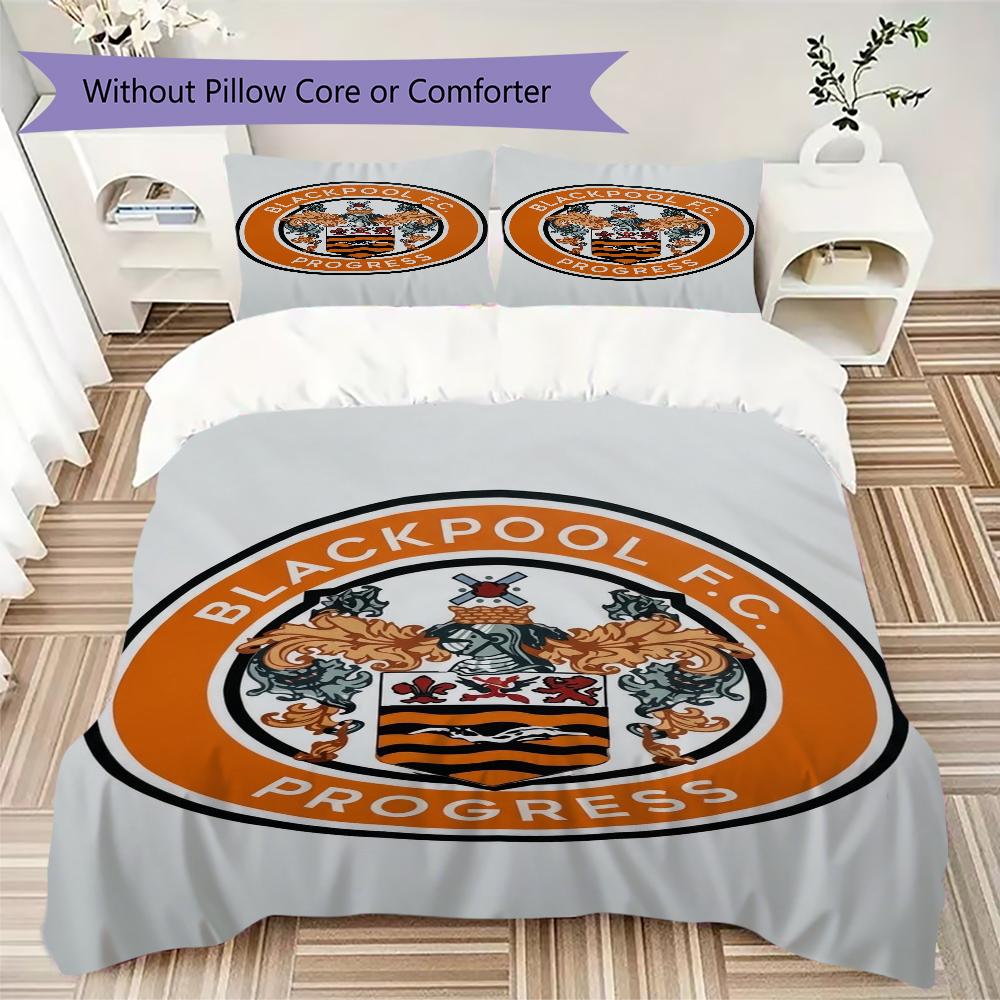 Blackpool Football Club Pattern Bedding uilt Set uilt Cover Pillowcase Home Decoration Birthday Gift (1*duvet cover + 2*pillowcase without core)