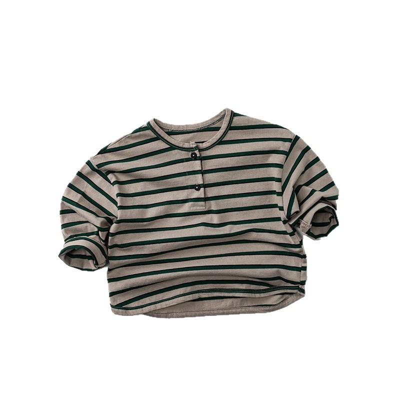 Unisex Kids Striped Long Sleeve T Shirt Children Casual Bottoming Top