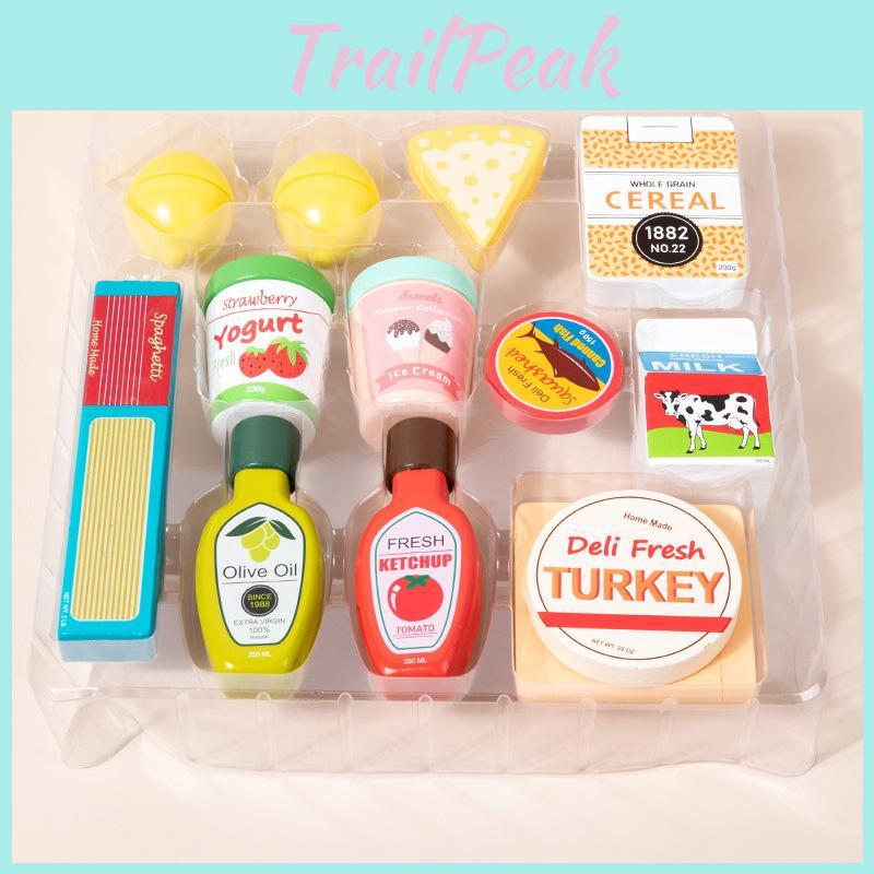 Childrens Pretend Play Food Set With Wooden Milk Ice Cream Toys For Parentchild Interaction