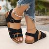 Fashion Fashion Buckle Strap Flat Sandals for Women Summer 2025 Casual Outdoor Beach Shoes Woman Lightweight Non Slip Black Cork Sandals