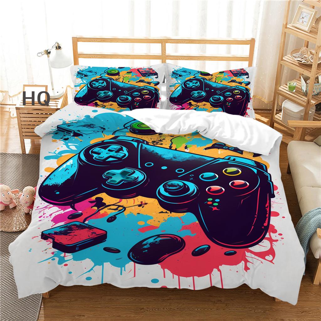3D Player Bedding Game Handle Quilt Cover 2 or 3 Double Bed Single Bed Full-size Game Machine Printed Bedding Home Decoration