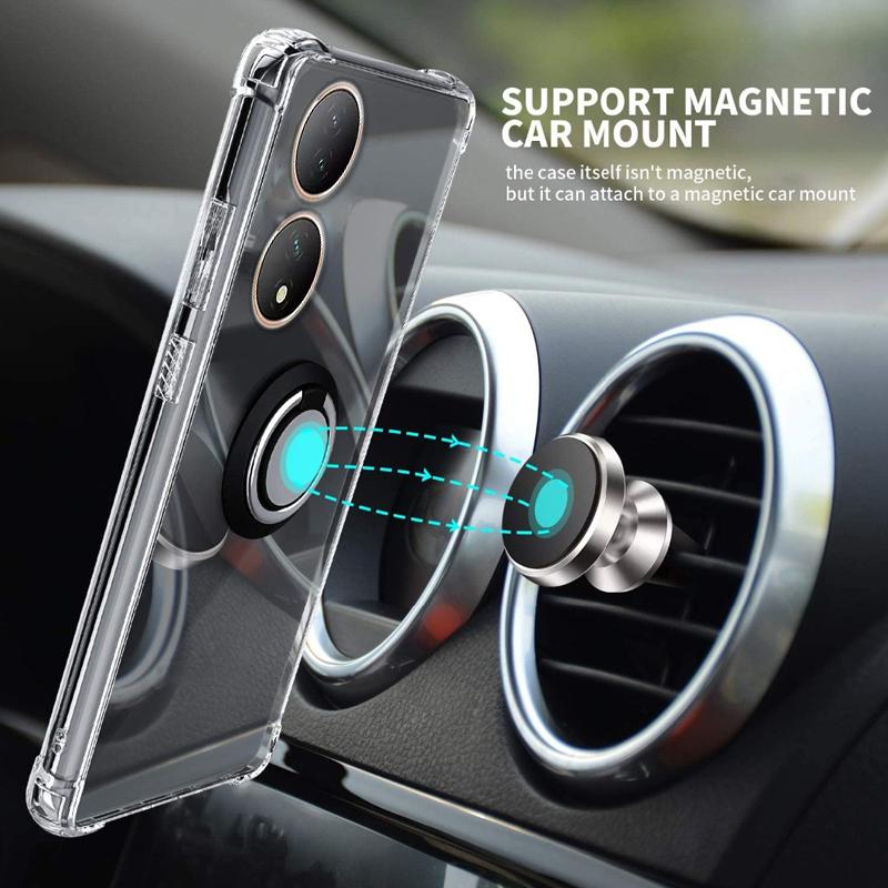 Ring Stand Holder Case For VIVO Y100 Y97 Y95 Y93 Y91 Y85 Y79 Y78 Y77 Y76 Y74 Y75 Holder Bracket Shockproof Transparent Soft Silicone Phone Back Cover