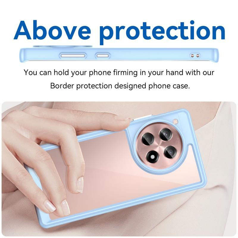 For OnePlus 12R 5G Phone Case WANLONFENG XC Series TPU Acrylic Cover with Tempered Glass (Big Lens Hole)
