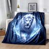 1pc Blue Flame Majesty Lion Blanket Cartoon Throw for Home Decor, Gift Idea, All Seasons Use .K011
