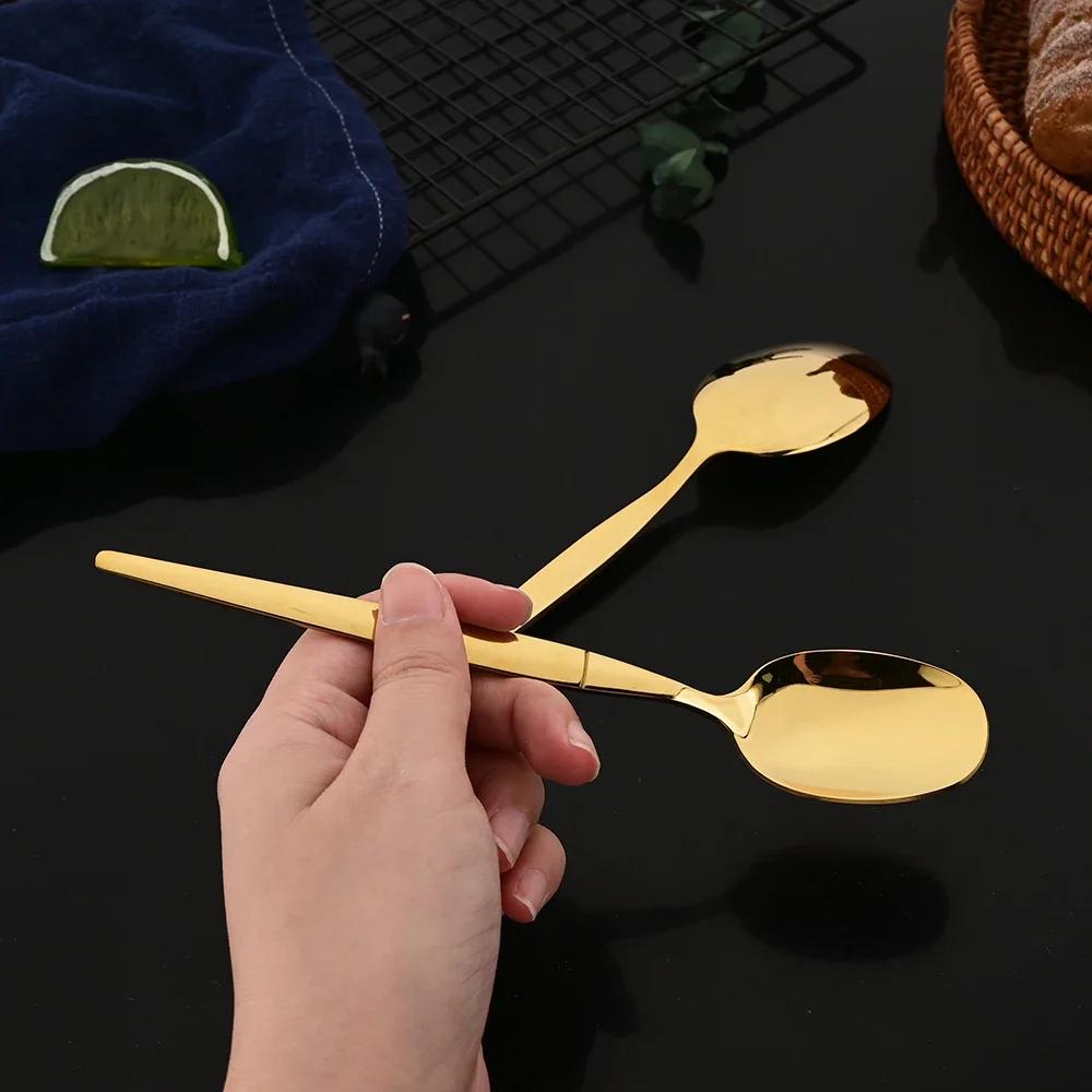 24Pcs Black Dinnerware Set Stainless Steel Tableware Knife Fork Coffee Spoon Teaspoons Cutlery Set Party Kitchen Flatware