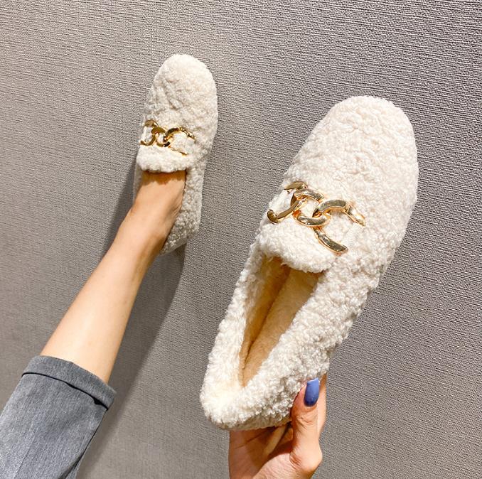 Women Fur Boots Cotton Slippers Women Winter New Style Bag Heel Home Warm Non Slip Plush Cotton Shoes For Women Wearing Outside