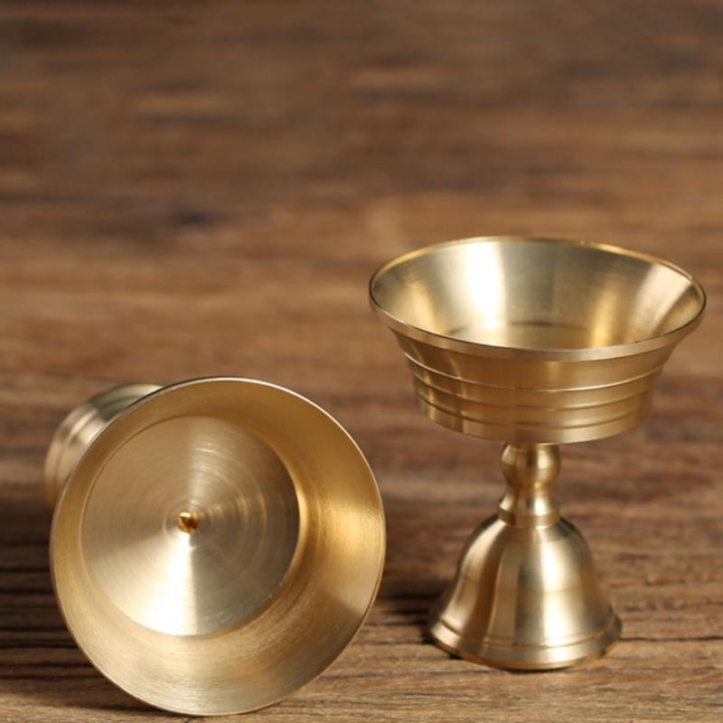 Butter Lamp Holder Brass Cup Tealight Candle Holder Tibetan Oil Lamp Buddhist Altar Supplies Candlestick Table Decors