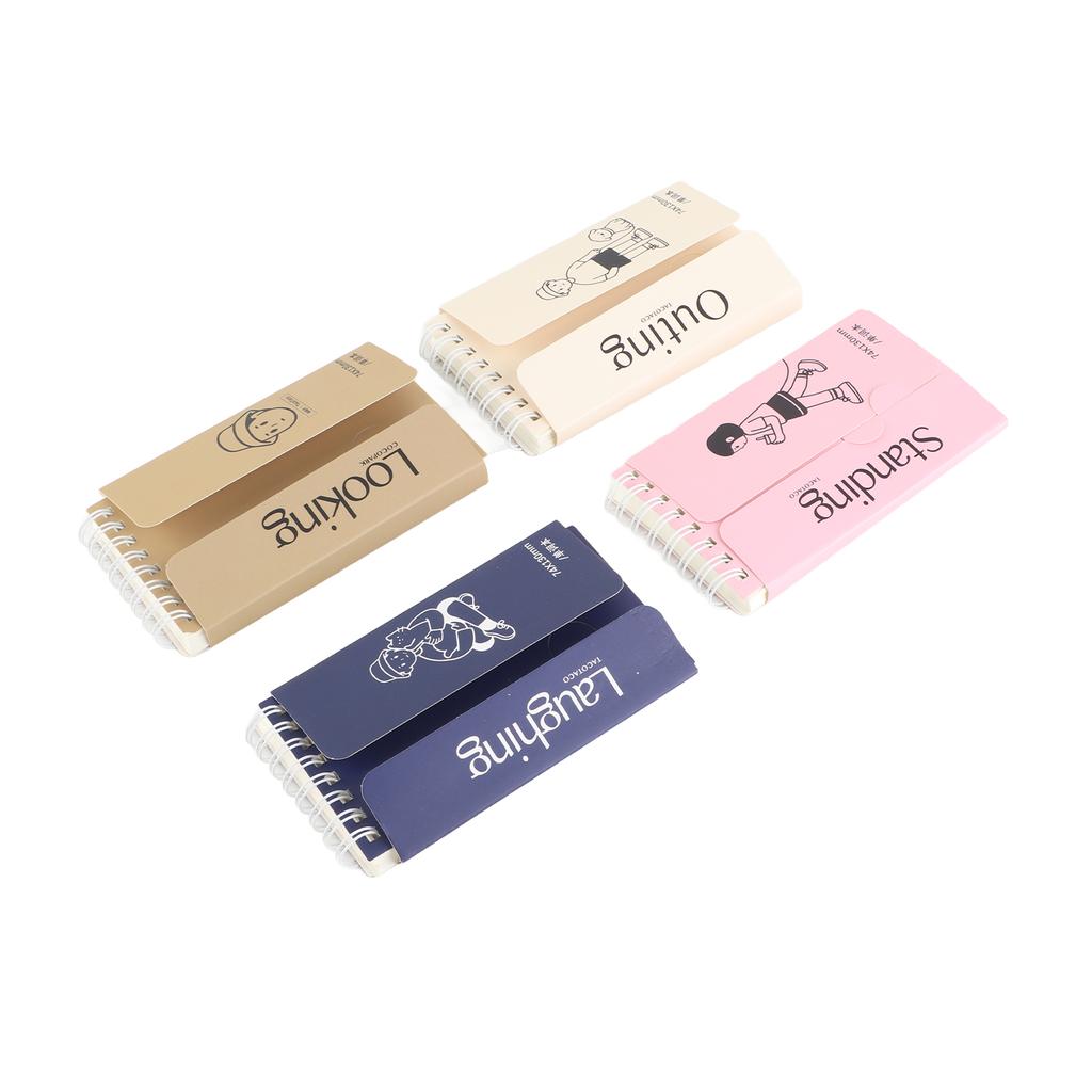 4pcs Small Spiral Notebook Pocket Top Bound Memo Books for Travel Journals Daily Scrapbooking