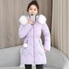 White Fur Collar Waist Padded Clothes Women's Winter New Medium and Long Hooded Padded Clothes Casual Padded Jacket