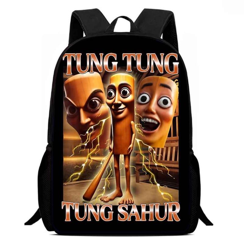 Portable Italian Brainrot Backpack Shoulders Bag Large Capacity Cartoon School Bag Printed Tung Tung Saur Tralala Bag For Kid