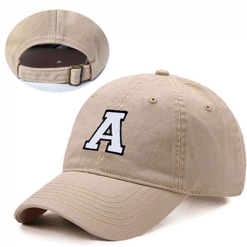 Initial Letter A-Z Embroidered Khaki Baseball Cap for Women Men Fashion Adjustable Soft Cotton Dad Hat Unisex Classic Golf Caps