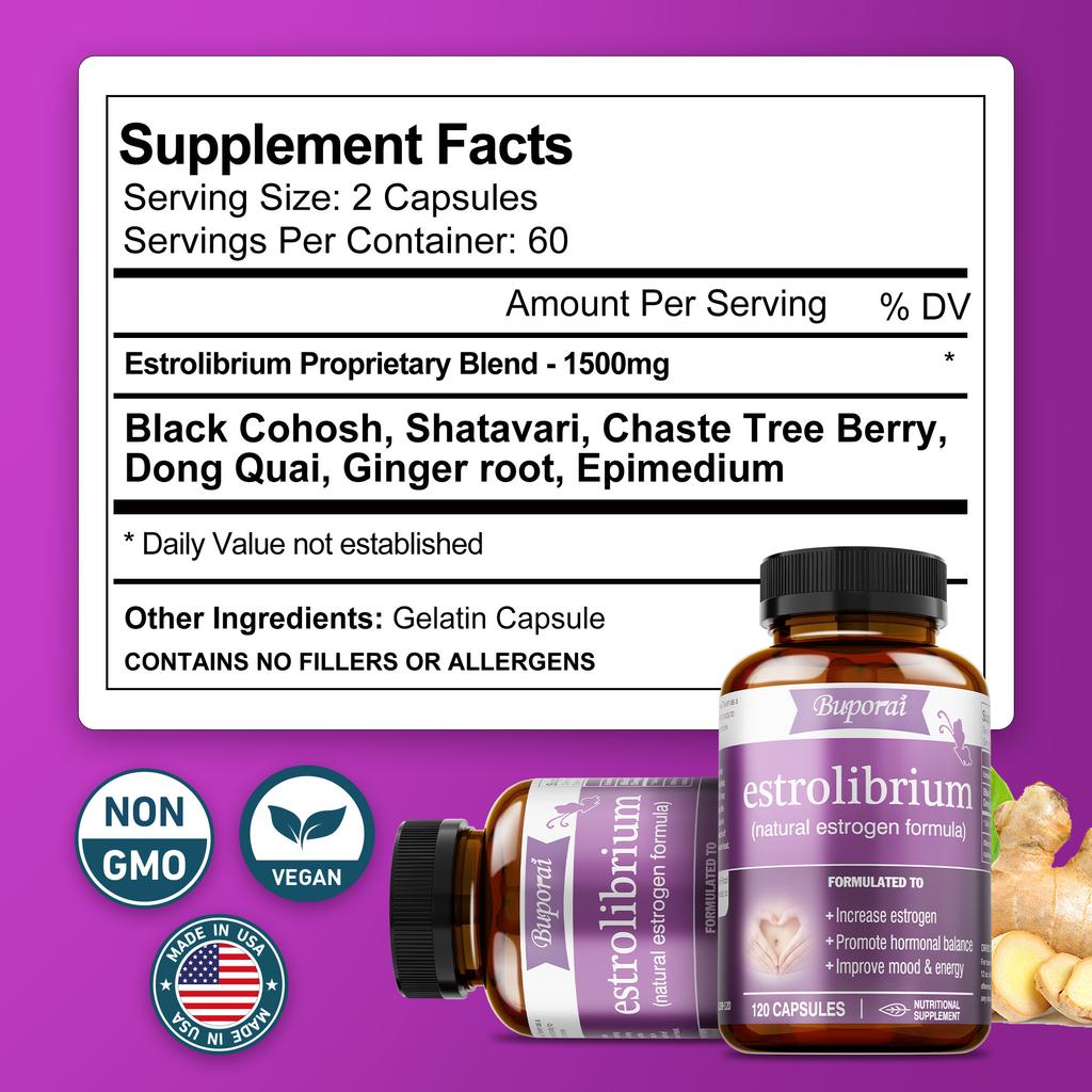 Buporai – Black Cohosh, Asparagus, Chasteberry, Dong Quai, Ginger Root, and Epimedium Extract Capsules – Mood Health, Energy