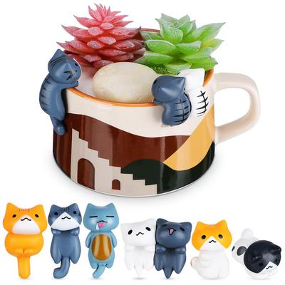 HANABASS Cat Set of Miniature Cute Small Gardening Car Miniature Micro Small Gift Design Figurines, 6, Figurines, Animals, PVC, Decorations,