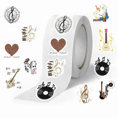 500 Bilder/Rolle Rollenaufkleber Heiß verkaufendes Klebeband Cartoon Musikinstrument Aufkleber Handkonto Material Dekorativer Briefumschlag Siegel Aufkleber