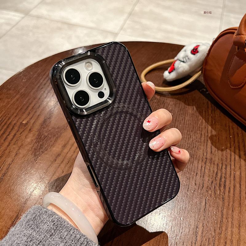 

Подходит для чехла для телефона Apple 16promax, Текстурированный под углеволокно чехол для iPhone15 с полной защитой 14 Противоударный 13 Магнитный 12 Чехол iPhone 12 6.1 inch