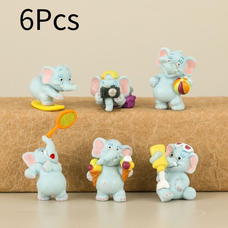 Elephant Doll 6pcs Toy Model Decoration Animation Cartoon Cute Material Pvc