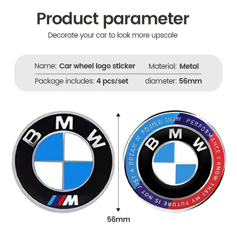 1/4pcs Lot 56mm Wheel Hub Cap Emblem Sticker Car Decoration For BMW Performance F25 F26 F15 F16 E90 E91 E92 E60 E84 G22 X3 X5 X6
