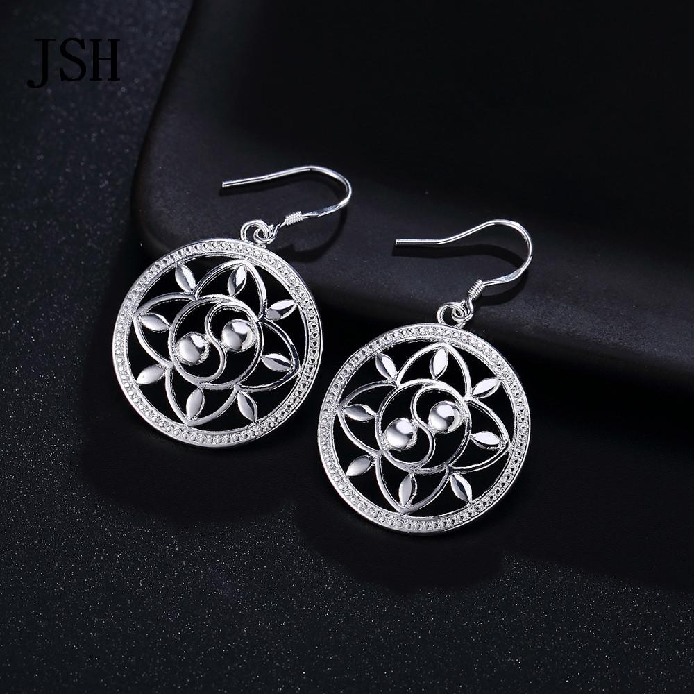Silver plated earrings S925 silver earrings silver jewelry fashion wedding girls couple retro earrings jewelry