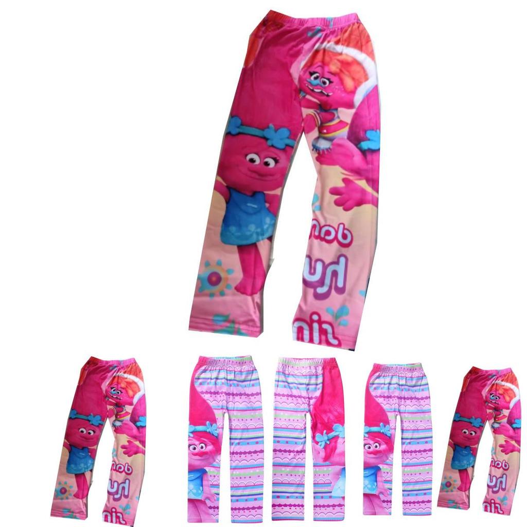 Trolls Girls Cartoon Print Long Pants With Polyester Fabric For Daily Playwear