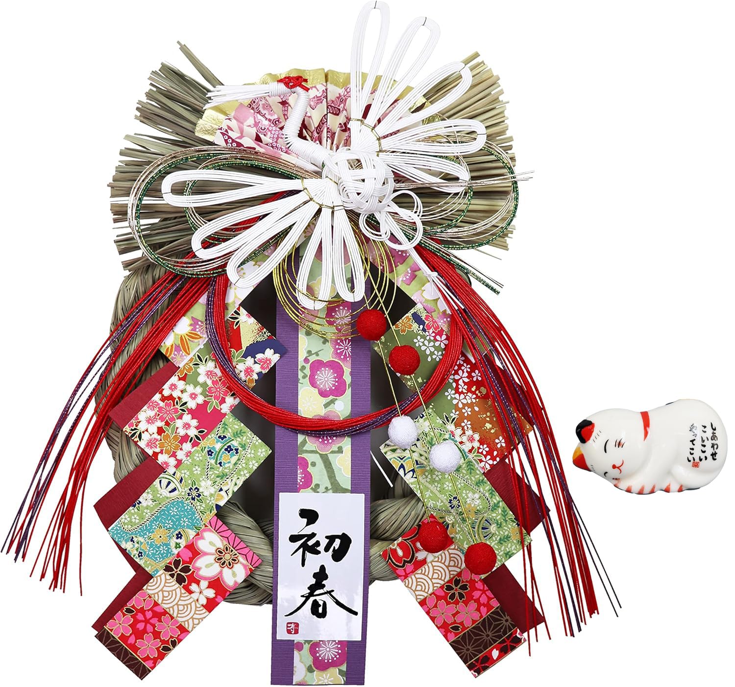 

Osaka Choseido New Year s Decoration: Shimenawa (sacred rope), stylish entrance wreath, with hook, approximately 30cm tall, crane and spring wreath de