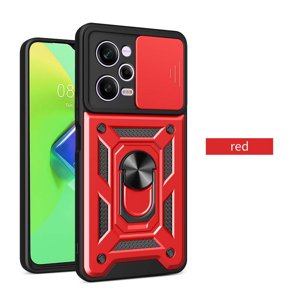 Case For Redmi Note 11 12 13 Pro +/Note 11 12 13 11s 12s 10C 12C 13C Slide Camera Protector 360 Ring Armor PC Hard Cover