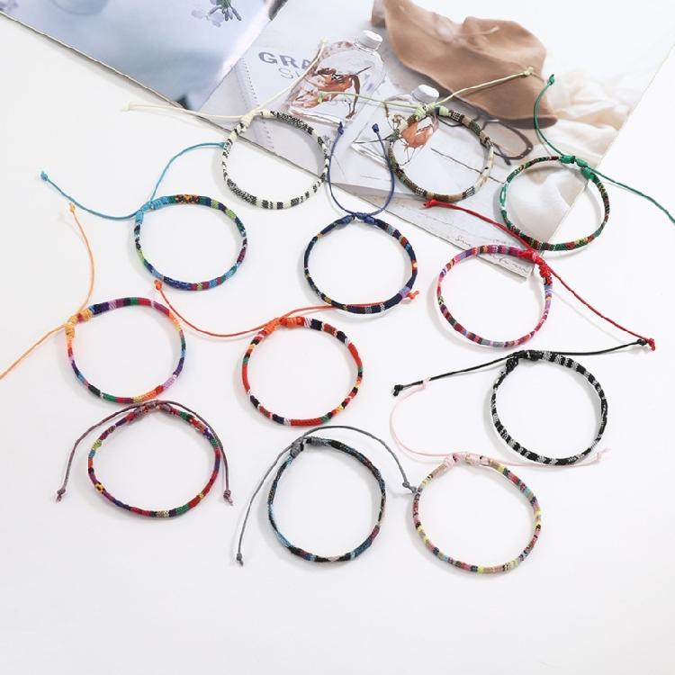 Pack of 12 Cotton Linen Bracelets Versatile Woven Bracelets Accessory Braided Chain for Daily Wear Dates Parties