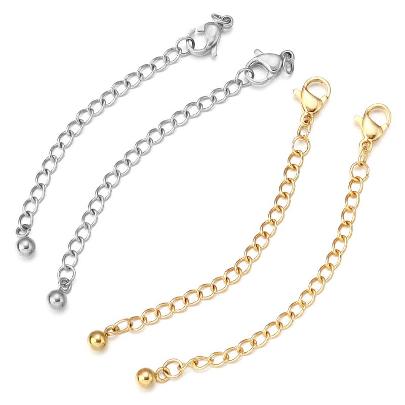 10pcs 7cm Stainless Steel Ball Shape Bracelet Extended Chains Tail Chains Extender Necklace Extension Chain For Jewelry Making