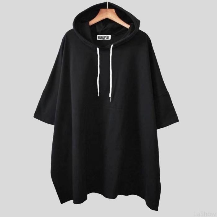 T-shirt da donna a maniche medie con cappuccio Baduamine - Tinta unita, Coprifianchi, Vestibilità ampia