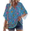 Dámské 3/4 rukáv V květinové tričko Ležérní volný tunikový top