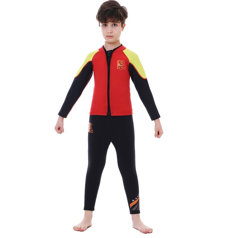 Children's Diving Suit Set 2.5MM Split Thermal Swimsuit Men Girls Long-sleeved Pants Surfing R025
