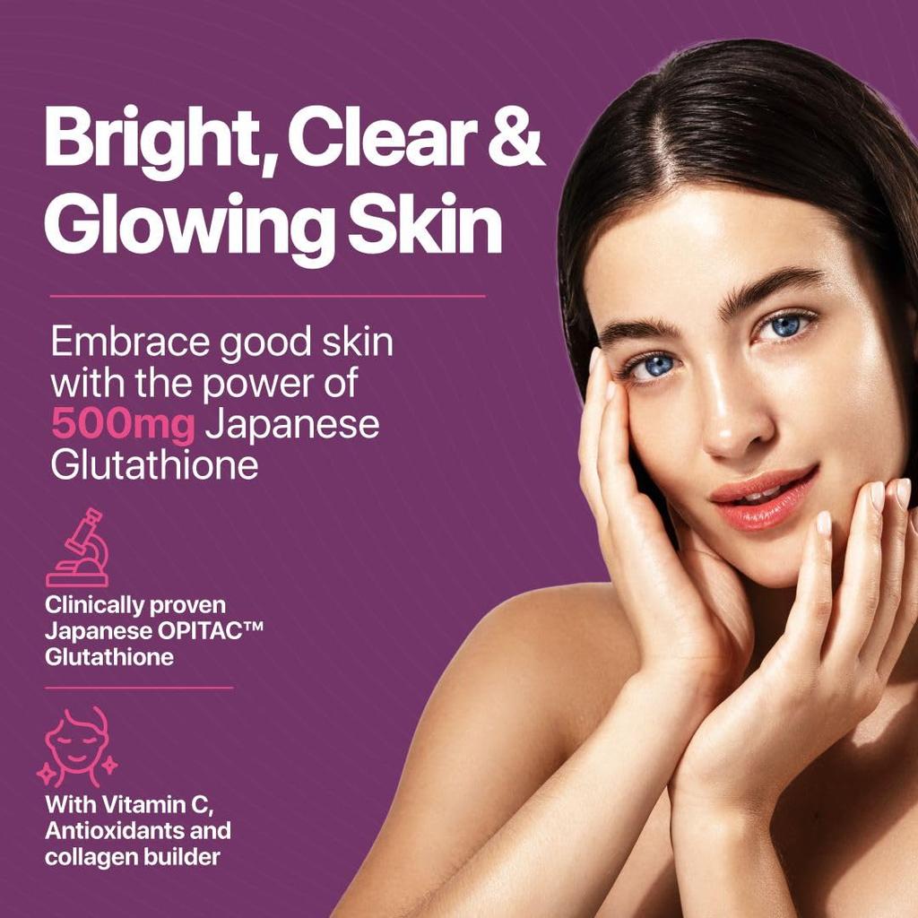 Nature's Island Japanese Glutathione 500mg with Vitamin C & E, Biotin, Resveratrol, Alpha Lipoic Acid, Aloe Vera, Antioxidants for Clear, Glowing S