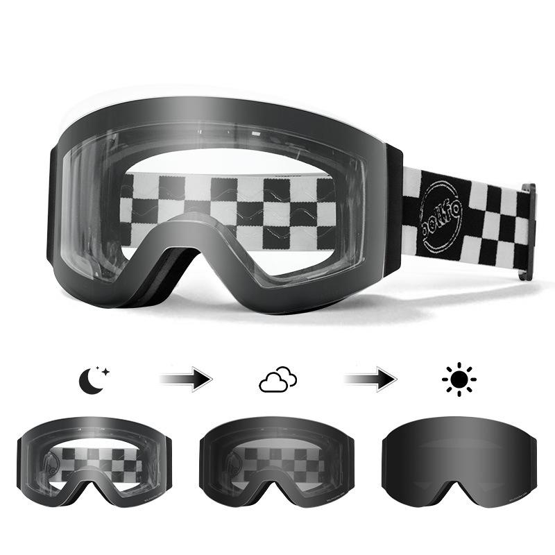 Dual-Use Magnetic Flip Ski Goggles: Day/Night, Double-Layer Anti-Fog & Anti-Snow for Mountaineering