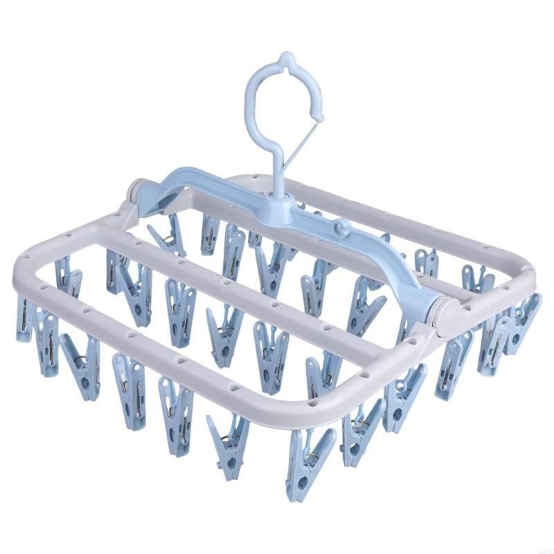 Space Efficient Foldable Garment Hanger 12 Adjustable Clip Sturdy Plastic Frame X3UC