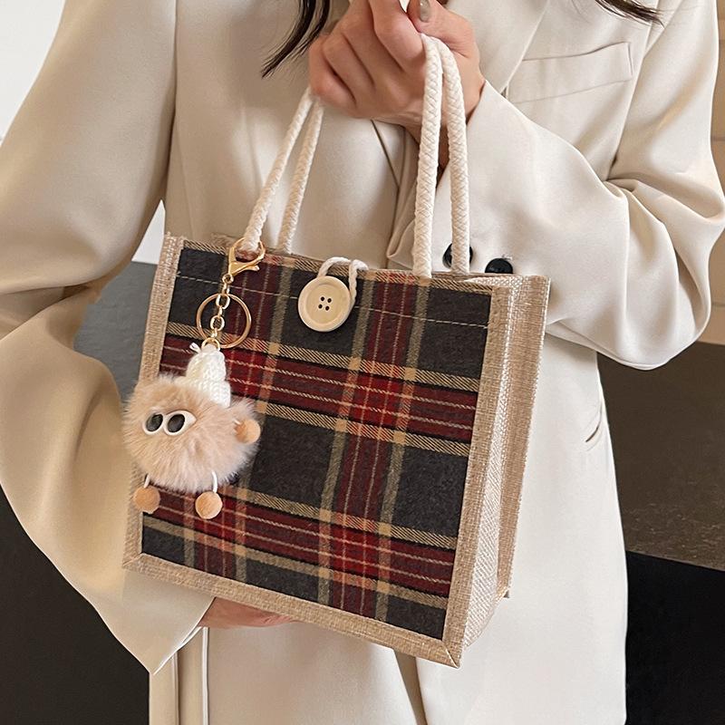 

Портативная сумка для женщин на работе, модная льняная холщовая сумка для женщин Ins Модная и универсальная сумка на одно плечо