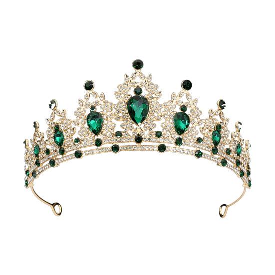 

Обруч для волос, сверкающий, со стразами, инкрустированный в виде листа, свадебный венец, повязка на голову из сплава для вечеринки по случаю дня рождения зелёный